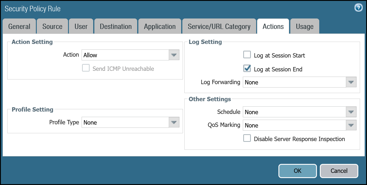 Bidirectioanl Health Check Rule - Action